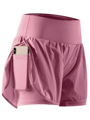 Dames sportshorts high waist met zakken voor fitness