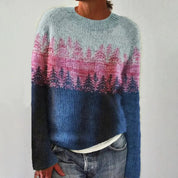Gebreide dames sweater | Trui met ronde hals en patroon
