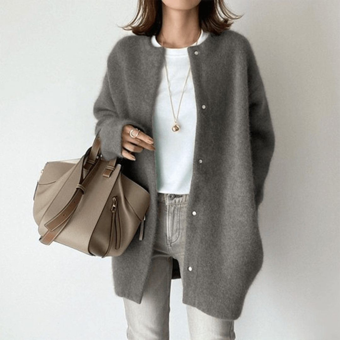 Lange dames winter cardigan | Zacht pluizig vest