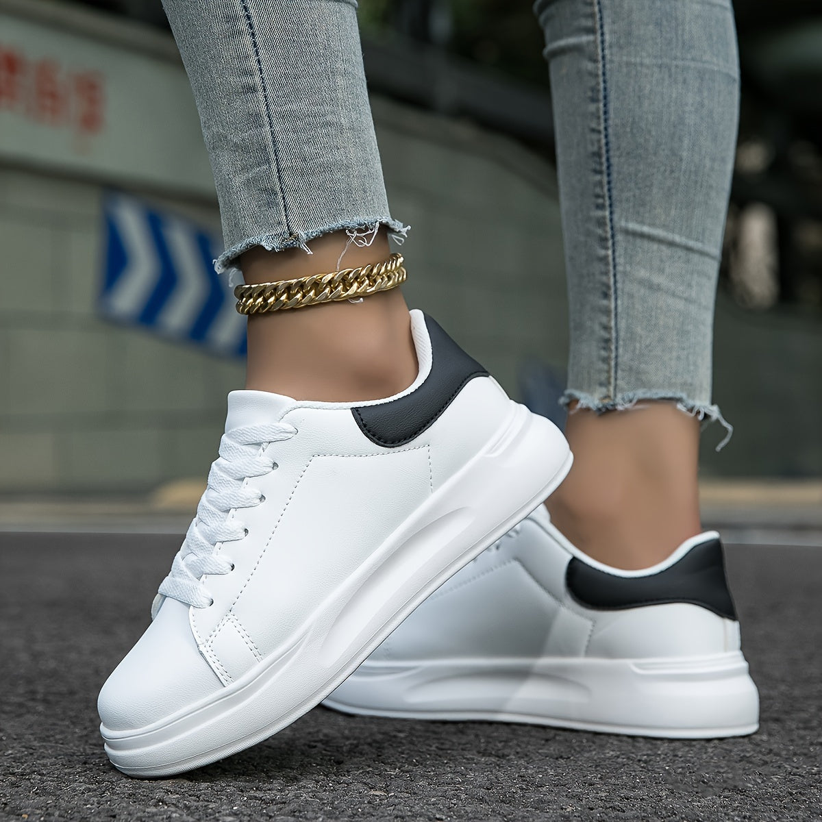 Dames sneakers | Comfortabele lage sportschoenen met dikke zool