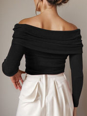 Dames off-shoulder gebreide top | Met elegante gedrapeerde halslijn