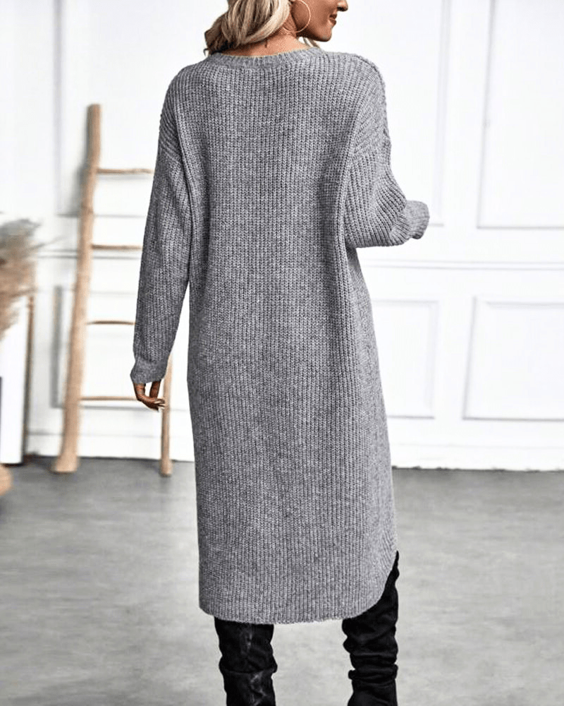 Lange gebreide jurk met split