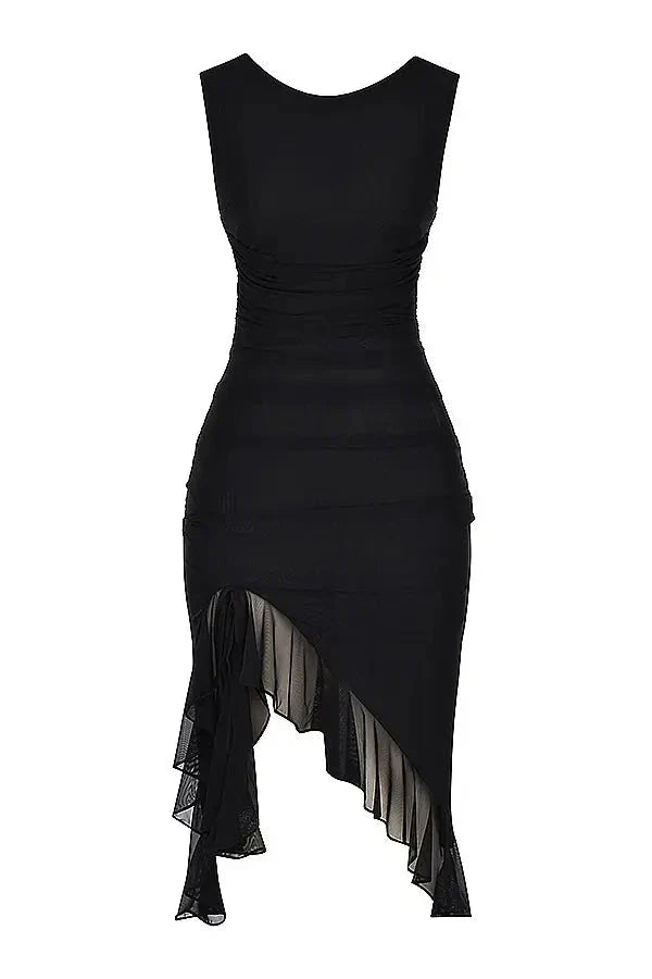 Dames Stretch Mesh Zomerjurkje - Met Ruche Zoom
