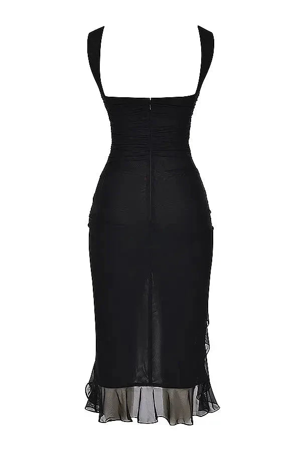 Dames Stretch Mesh Zomerjurkje - Met Ruche Zoom