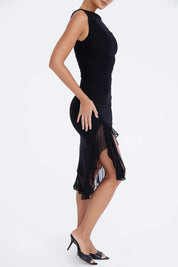 Dames Stretch Mesh Zomerjurkje - Met Ruche Zoom