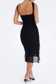 Dames Stretch Mesh Zomerjurkje - Met Ruche Zoom