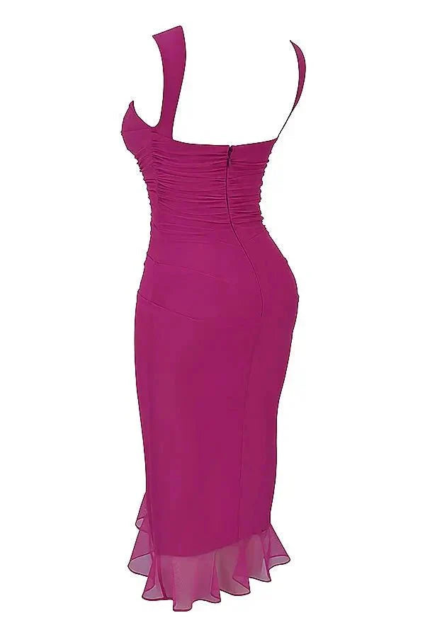 Dames Stretch Mesh Zomerjurkje - Met Ruche Zoom