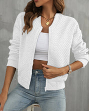 Gewatteerd dames vest met rits | Lichtgewicht jas met lange Mouwen