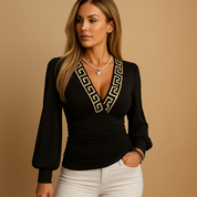 Dames blouse met overslag | Lange mouwen en getailleerd model
