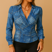 Dames blouse met overslag | Lange mouwen en getailleerd model