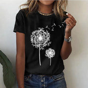 Ladies basic shirt in solid color with print - For spring and summer