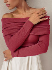 Women's off-shoulder sweater with long sleeves basic fit