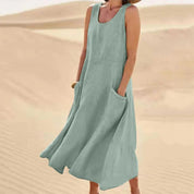 Dames zomerjurk mouwloos - Ronde hals relaxed fit