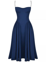 Dames zomerjurk midi met sweetheart halslijn en bandjes