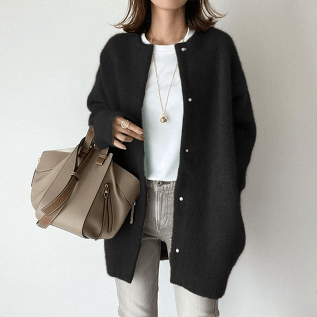 Lange dames winter cardigan | Zacht pluizig vest