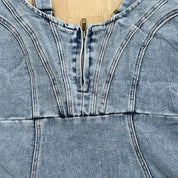 Dames zomerjurk denim met split - Grijs of lichtblauw