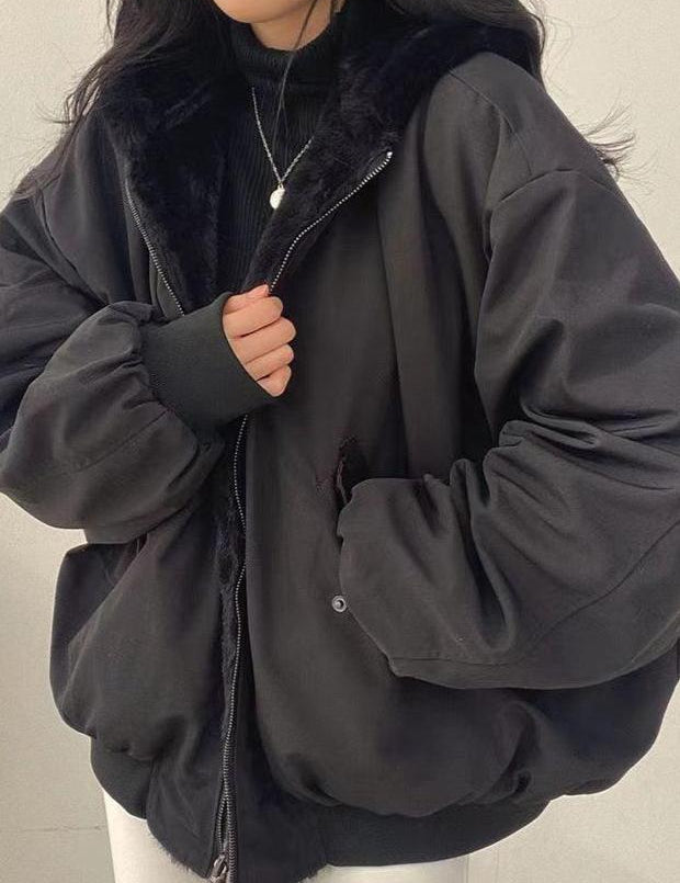 Oversized dames bomberjack | Omkeerbare 2-in-1 winterjas