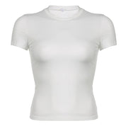 Dames basic T-shirt | Getailleerd T-shirt met ronde hals