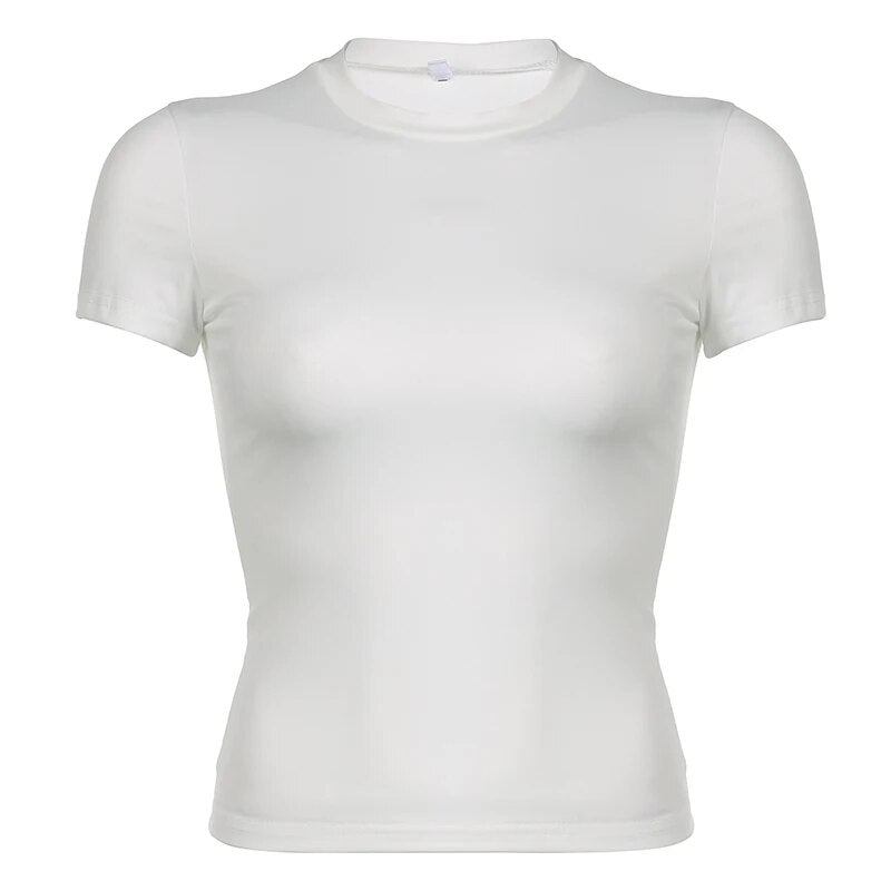 Dames basic T-shirt | Getailleerd T-shirt met ronde hals