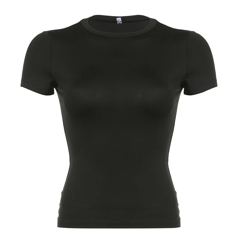 Dames basic T-shirt | Getailleerd T-shirt met ronde hals