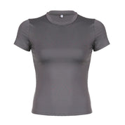 Dames basic T-shirt | Getailleerd T-shirt met ronde hals