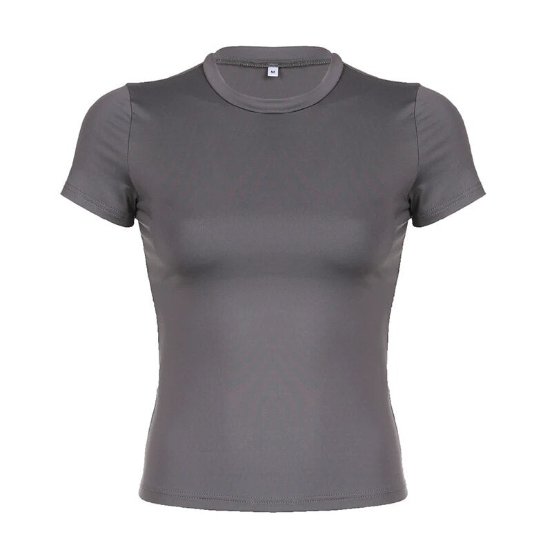 Dames basic T-shirt | Getailleerd T-shirt met ronde hals