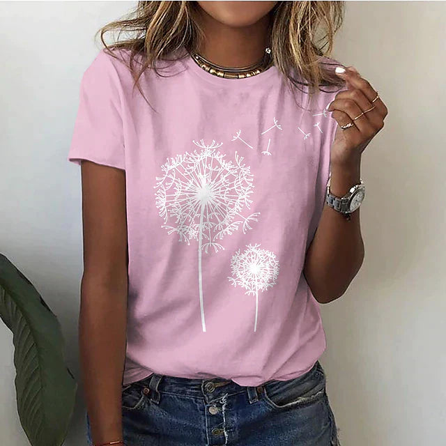 Ladies basic shirt in solid color with print - For spring and summer