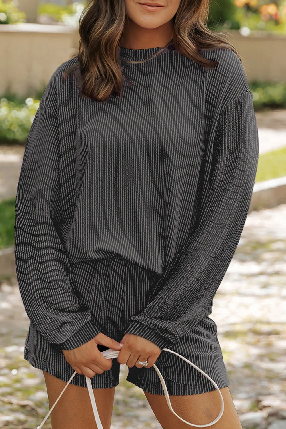 Dames loungewear set met sweater en korte broek