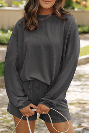 Dames loungewear set met sweater en korte broek