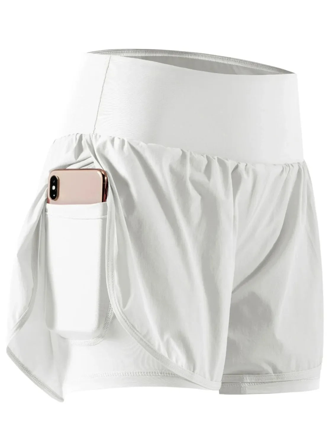 Dames sportshorts high waist met zakken voor fitness