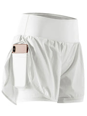 Dames sportshorts high waist met zakken voor fitness