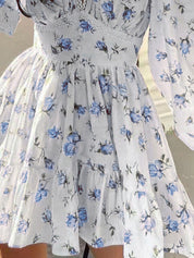 Women's summer dress V-neck with floral print