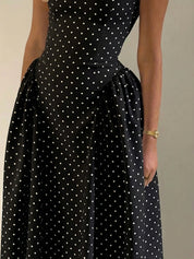 Dames zomerjurk maxi met stippenprint en ronde hals