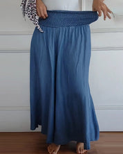 Dames wijde broek met hoge taille en elastische tailleband