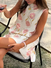 Dames zomerjurk mouwloos met bloemenprint mini