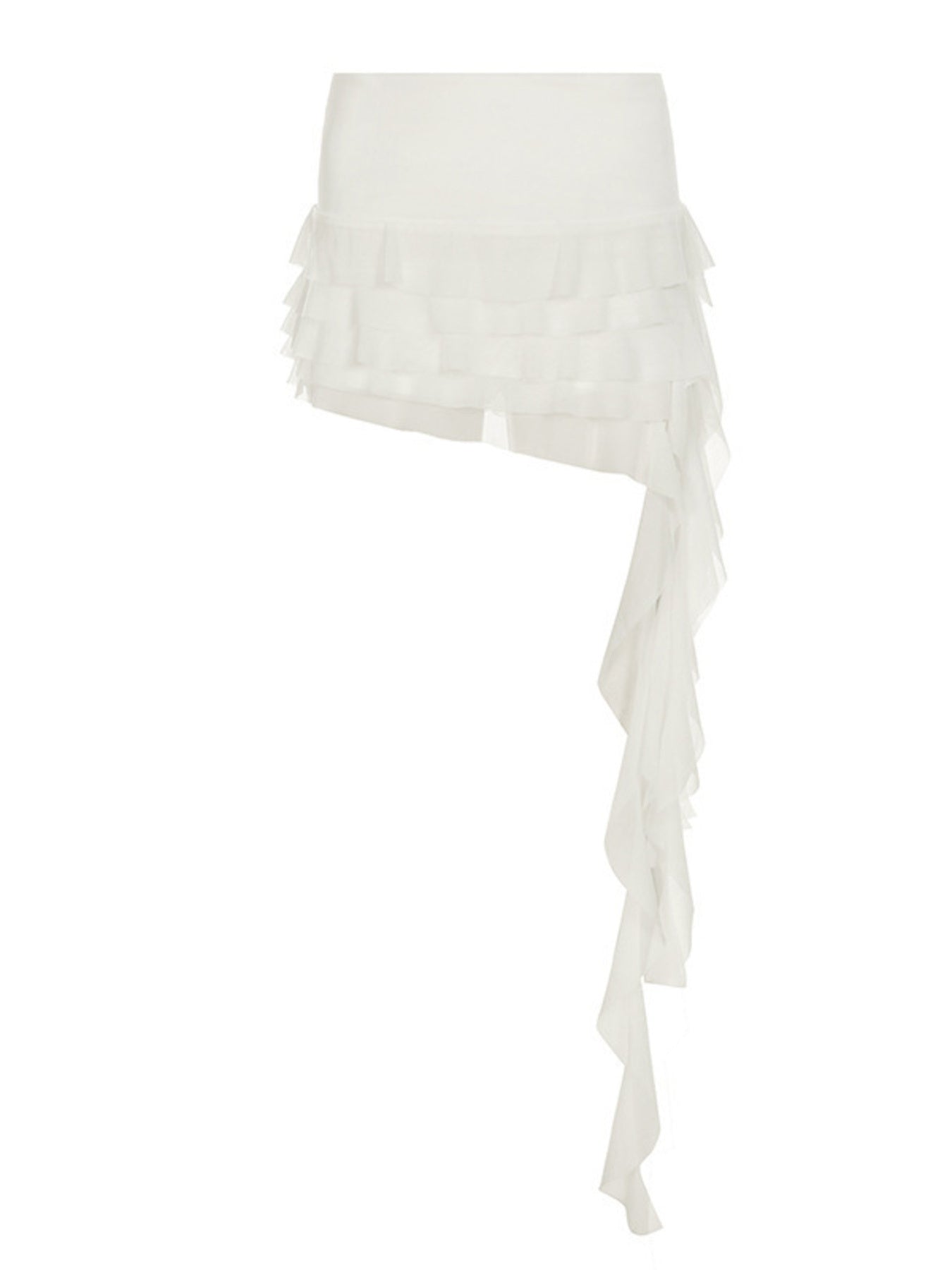 Dames asymmetrische mini rok en ruches in bruin of wit