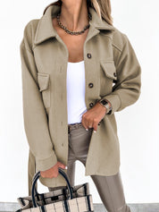 Dames Kort Jack Oversized met Opstaande Kraag | Shacket met Borstzakken