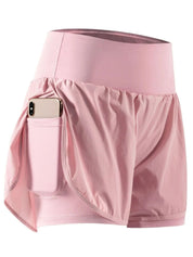 Dames sportshorts high waist met zakken voor fitness