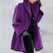 Dames jas met contrast bies | Elegante korte mantel met wijde pasvorm