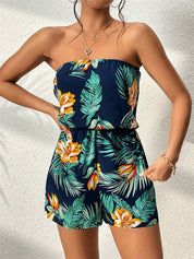 Dames zomer jumpsuit strapless met kort broekje