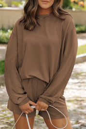 Dames loungewear set met sweater en korte broek