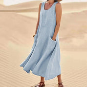 Dames zomerjurk mouwloos - Ronde hals relaxed fit