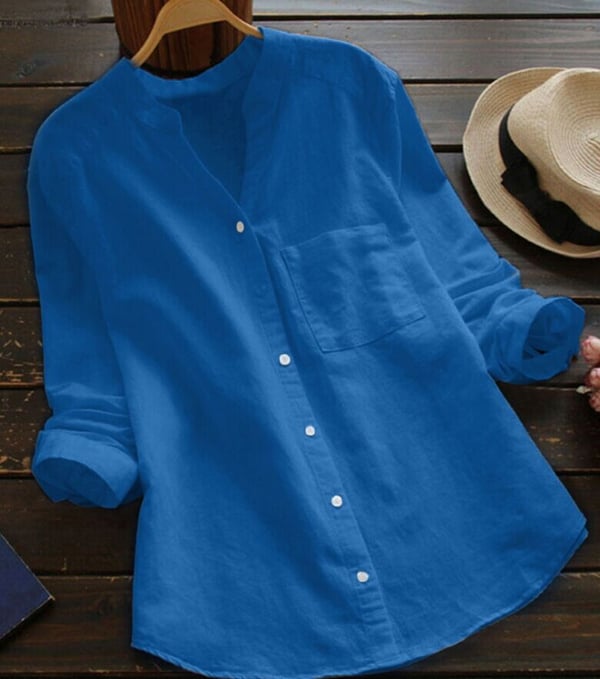 Luchtige dames blouse | Losvallende lange mouwen met borstzak