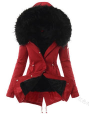 Dames Winter Parka | Capuchon met Bontkraag | Lange Pasvorm | Trekkoord in Taille