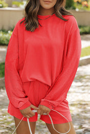 Dames loungewear set met sweater en korte broek