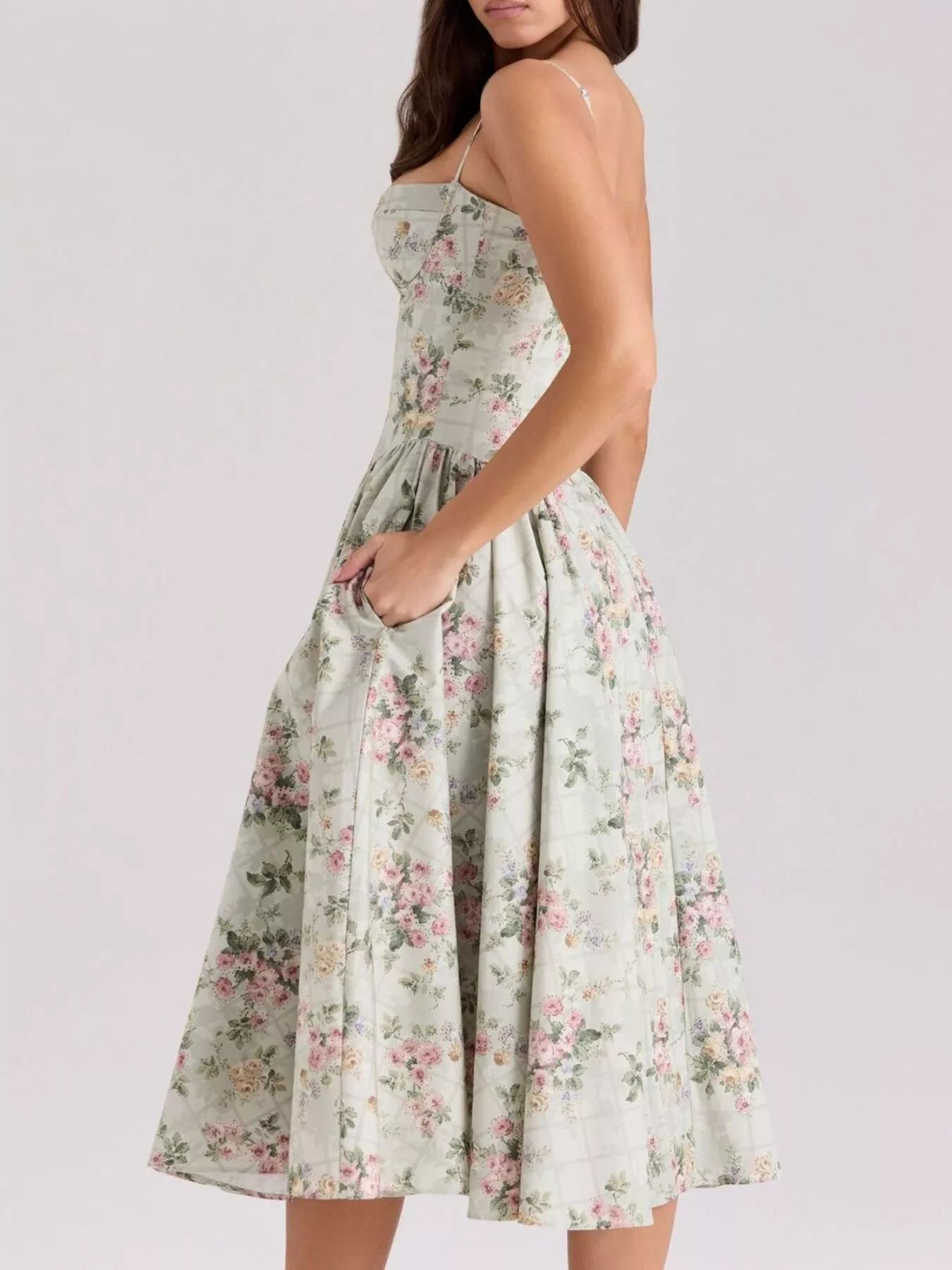 Dames zomerjurk midi met sweetheart halslijn en bandjes
