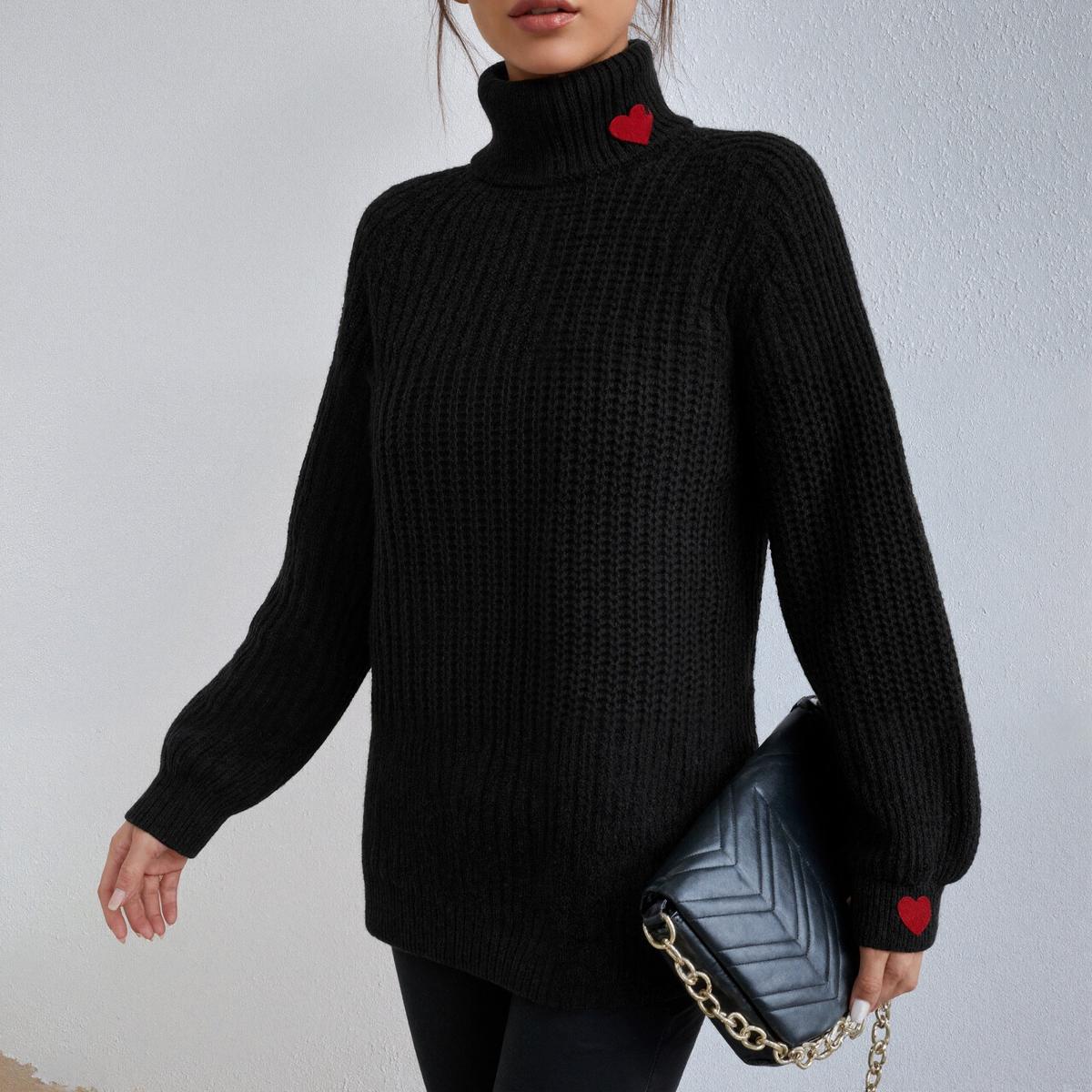 Oversized dames col trui met hartjes detail 