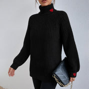 Oversized dames col trui met hartjes detail 