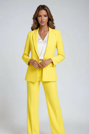 Luxe Dames Pak Set met Blazer en Wijde Pantalon