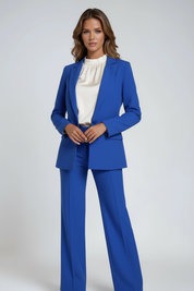 Luxe Dames Pak Set met Blazer en Wijde Pantalon